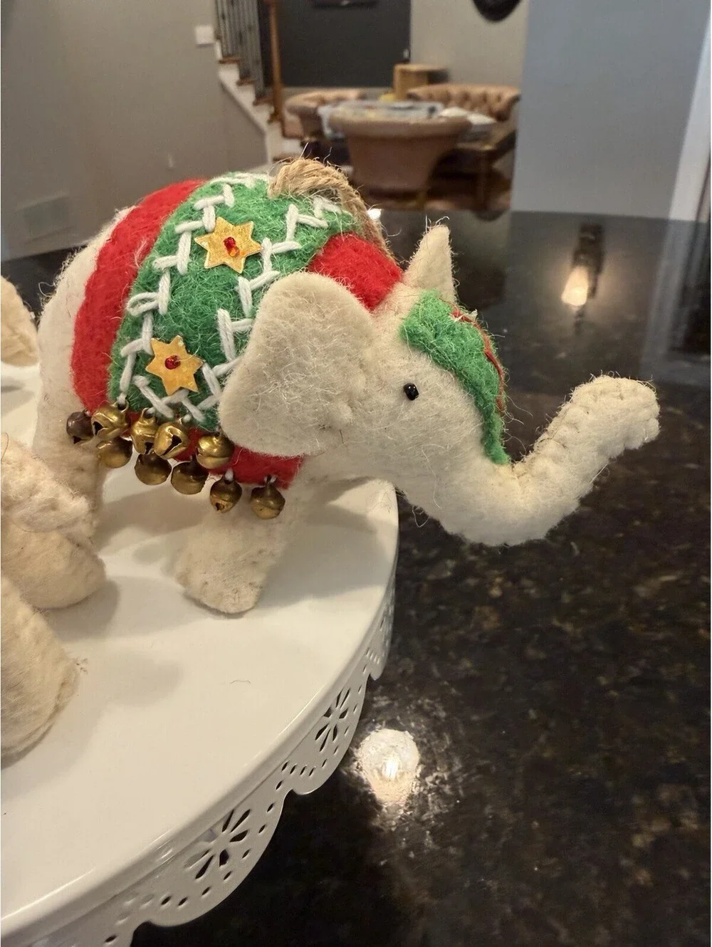 Pier 1 Set Of 3 Felt Elephant Christmas Ornaments  With Tags
